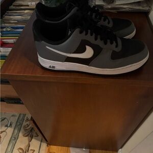 Air Force ones  Men's Black and Gray Sneakers barely worn